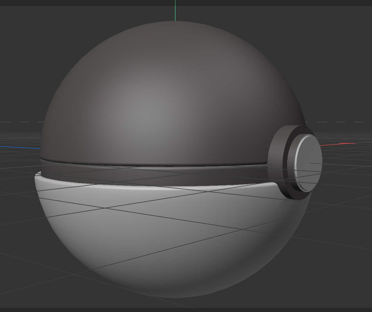 Poké Ball reference and Cinema 4D modeling process.
