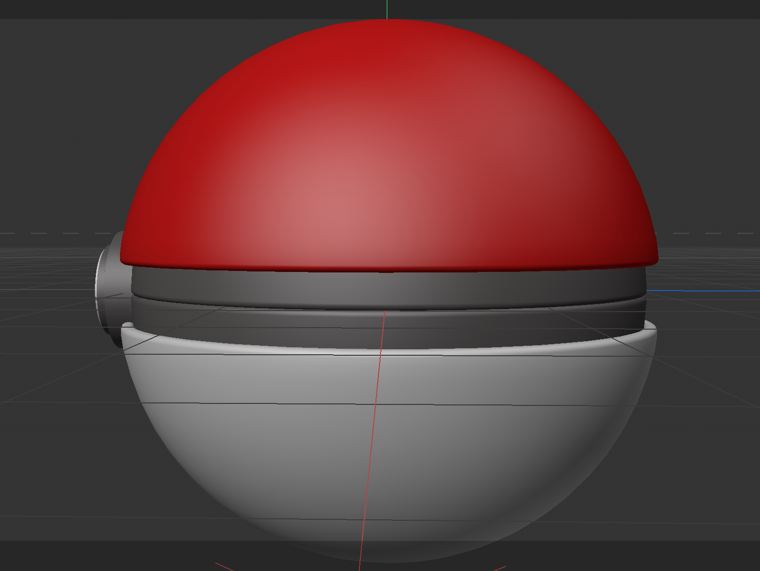 Poké Ball reference and Cinema 4D modeling process.