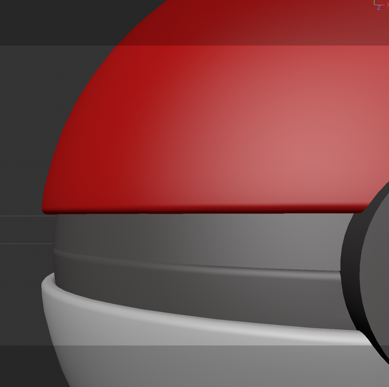 Poké Ball reference and Cinema 4D modeling process.