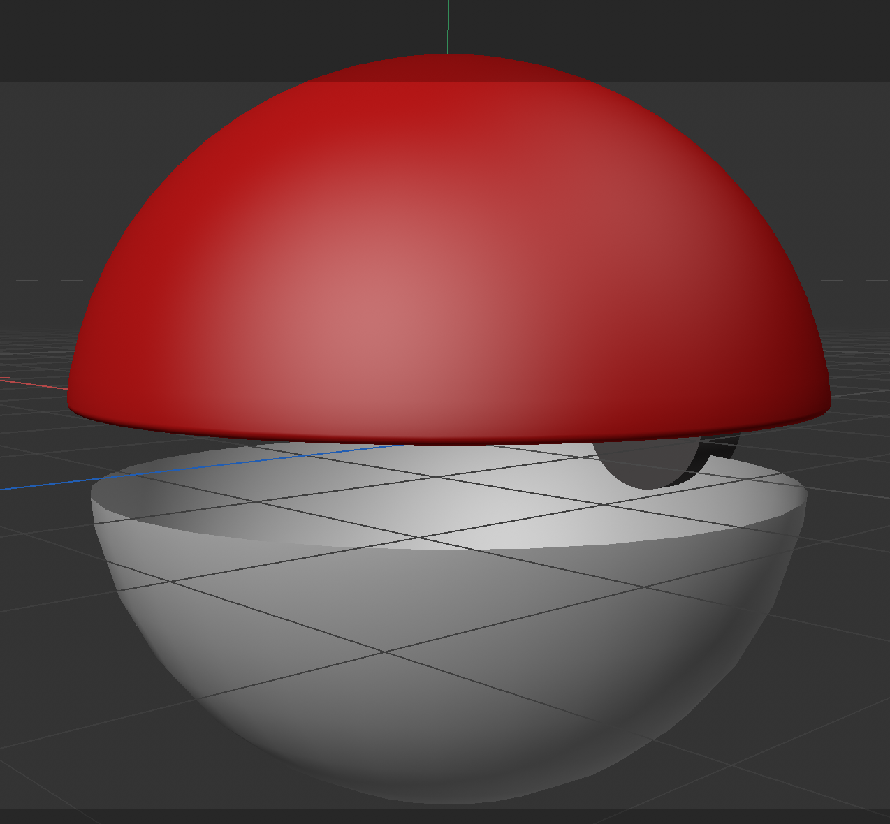 Poké Ball reference and Cinema 4D modeling process.